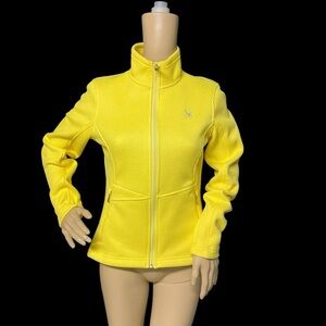 Spyder Women’s Yellow S/P Core Full Zip Knit Sweater with Zip Pockets in EUC